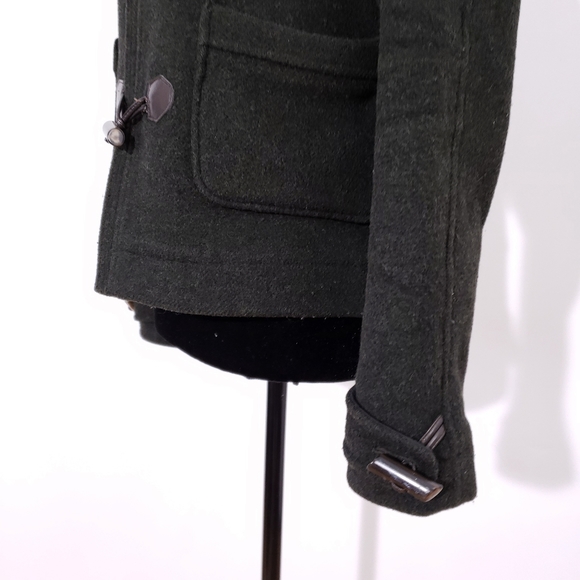 LACOSTE Wool Jacket Dark Army Green Grey - Picture 4 of 10